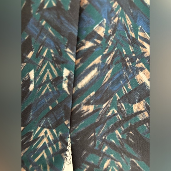 Donna Karan New York Dark Green Abstract Scuba Knit Leather Trim Sheath Dress 4 - Picture 10 of 13